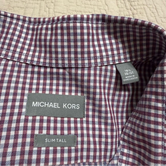 Michael Kors Other - Michael Kors Men's Dress Shirt Check Slim Tall Long Sleeve 18.5 36/37